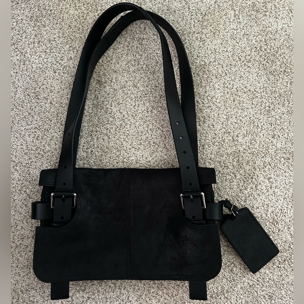 BALENCIAGA Black Leather Flap Bag Authentic